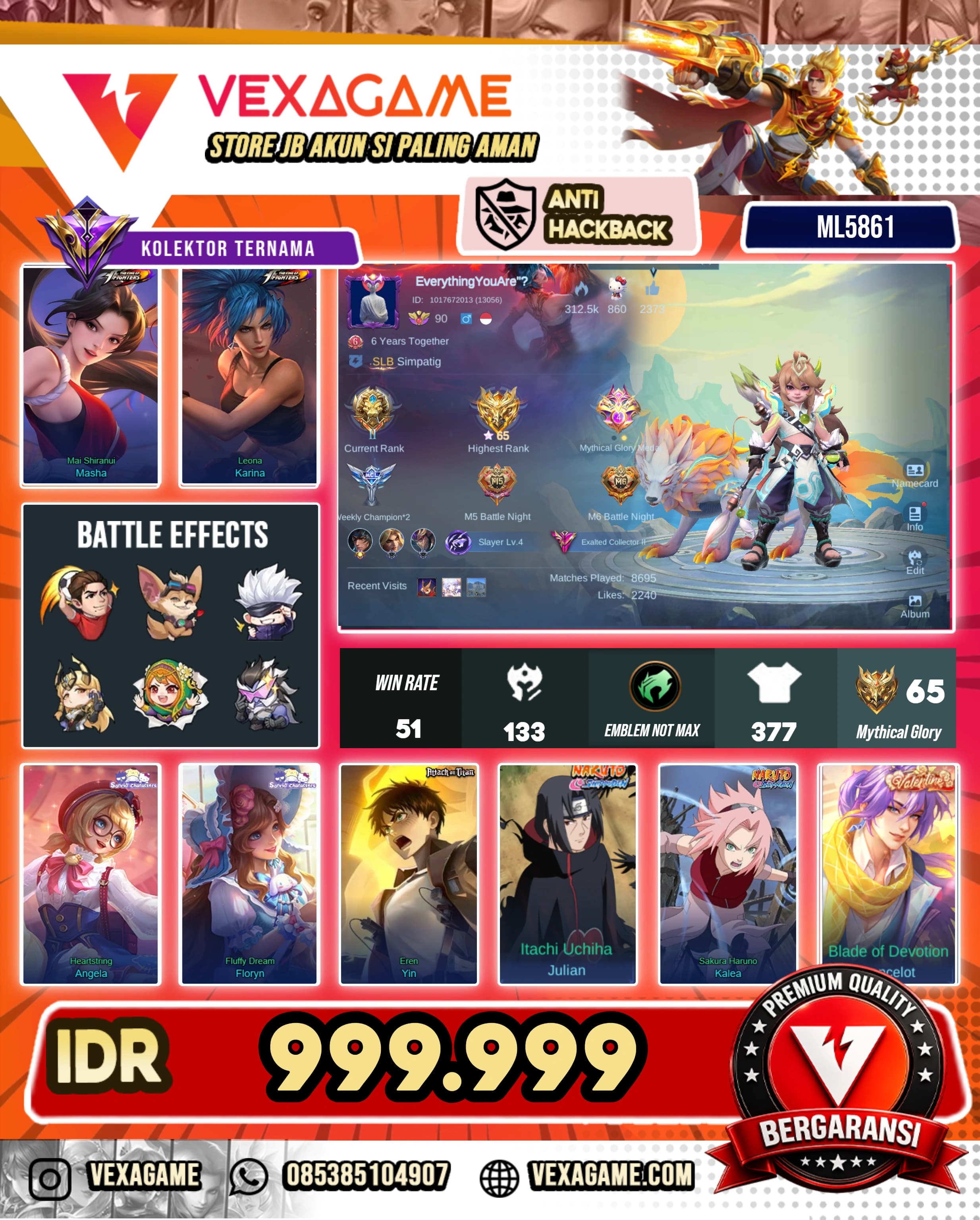 2 KOF | 2 Sanrio | 3 Prime | Yin AOT | 2 Naruto | 4 CC | Lancelot Valentine