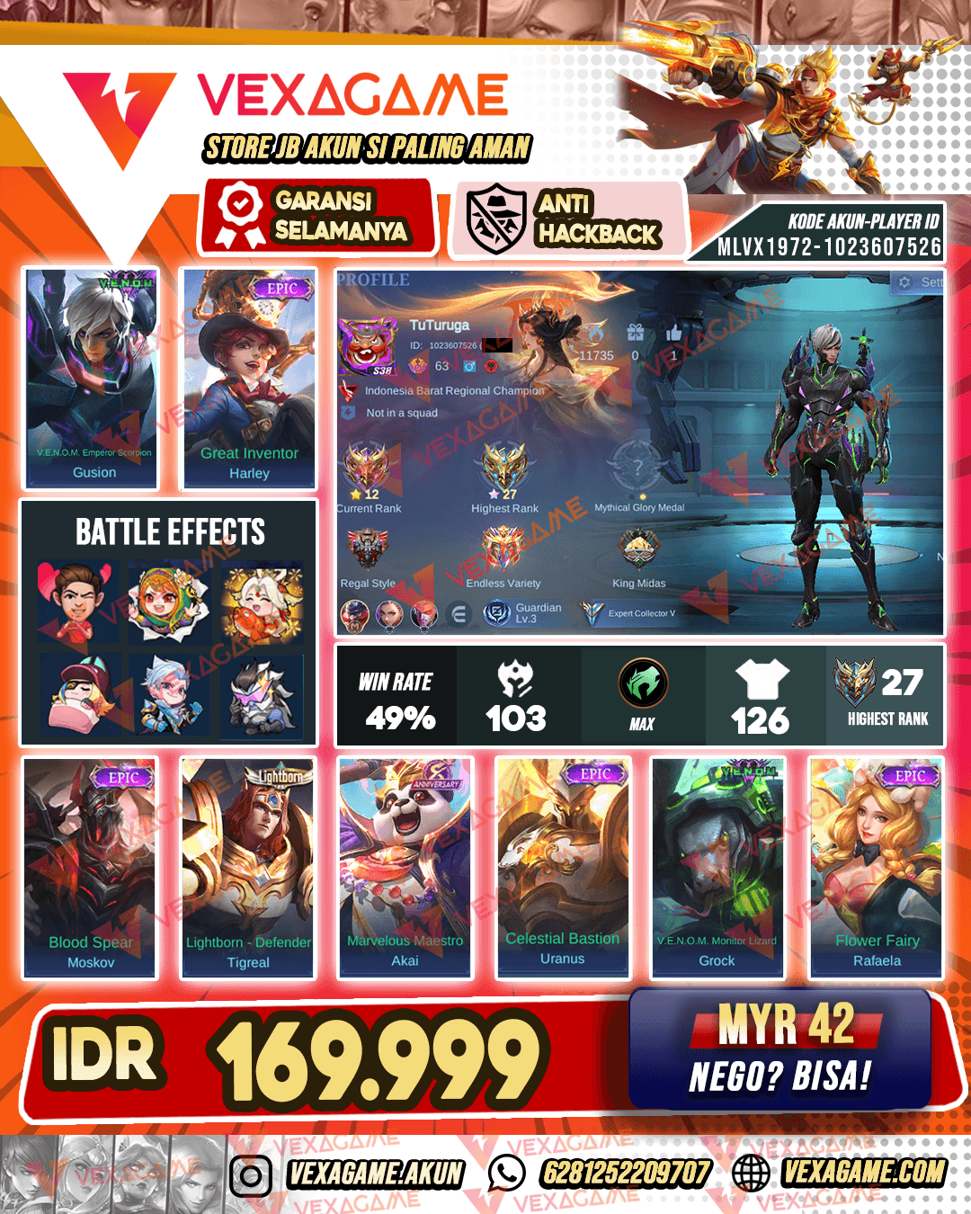 Gusion Venom X Harley Epic