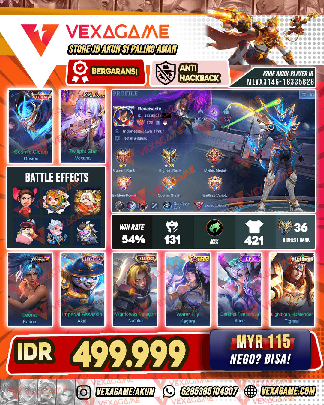 Gusion Legend | Vexana Aspirants | Emblem MAX & Hero MAX