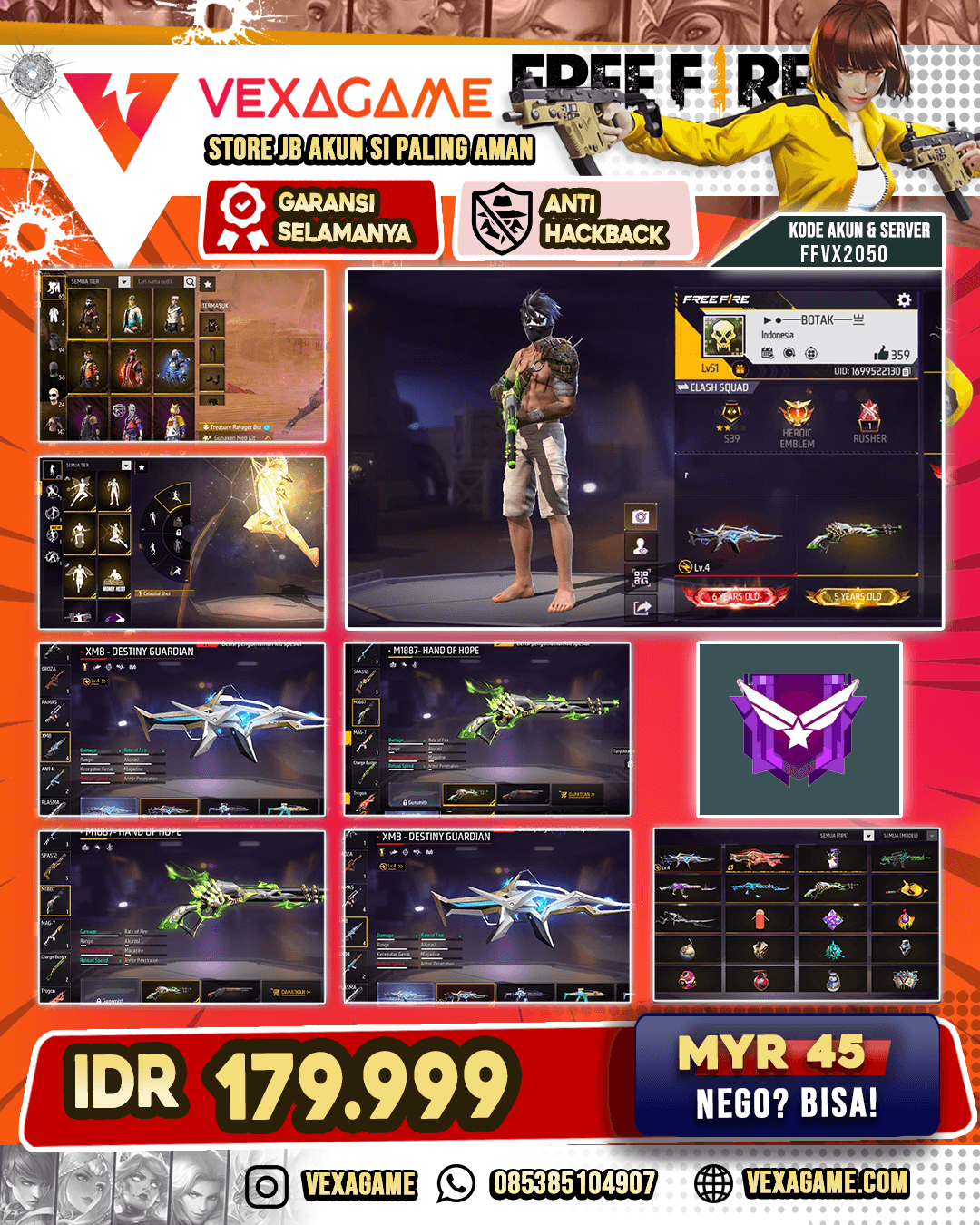 Treasure Ravager Bundle | XM8 Destiny Guardian Lv 4 | Trogon Ruby Shot | SG Lumut | Ak47 2 Rasa
