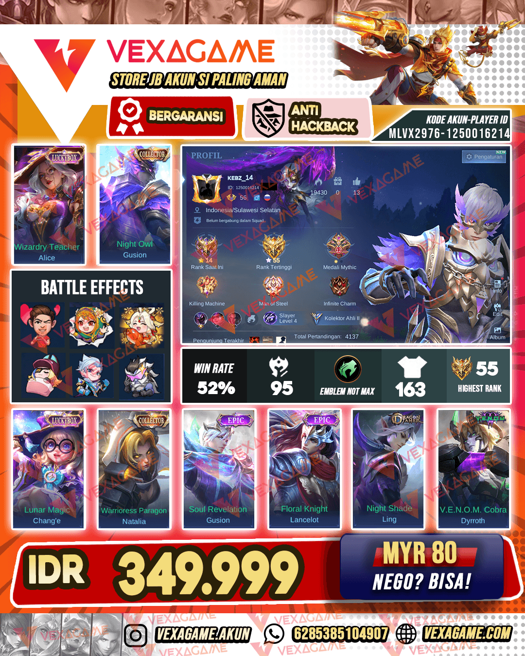 Gusion CC | 2 Luckybox | MAXEmblem