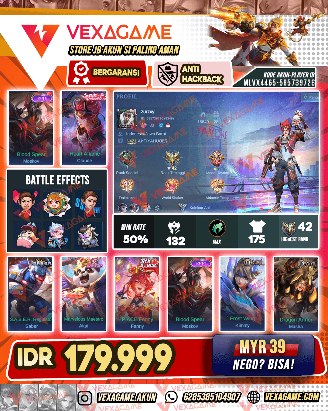 Claude Valentine | Moskov Epic | Emblem MAX & Hero MAX