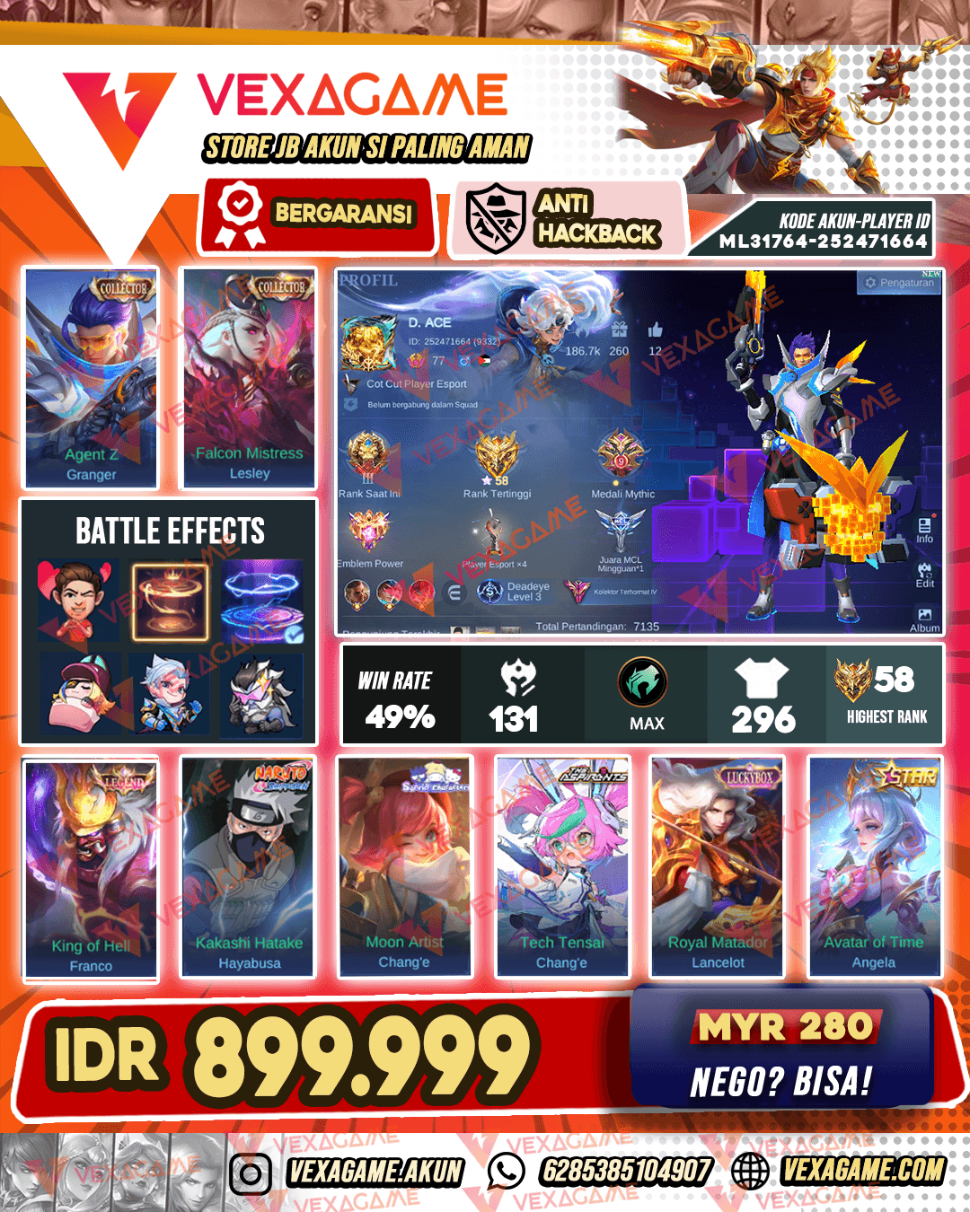 Granger X Lesley CC | Hayabusa Kakashi | Change Lunar X Sanrio | 2 Tas Tas Merah Biru