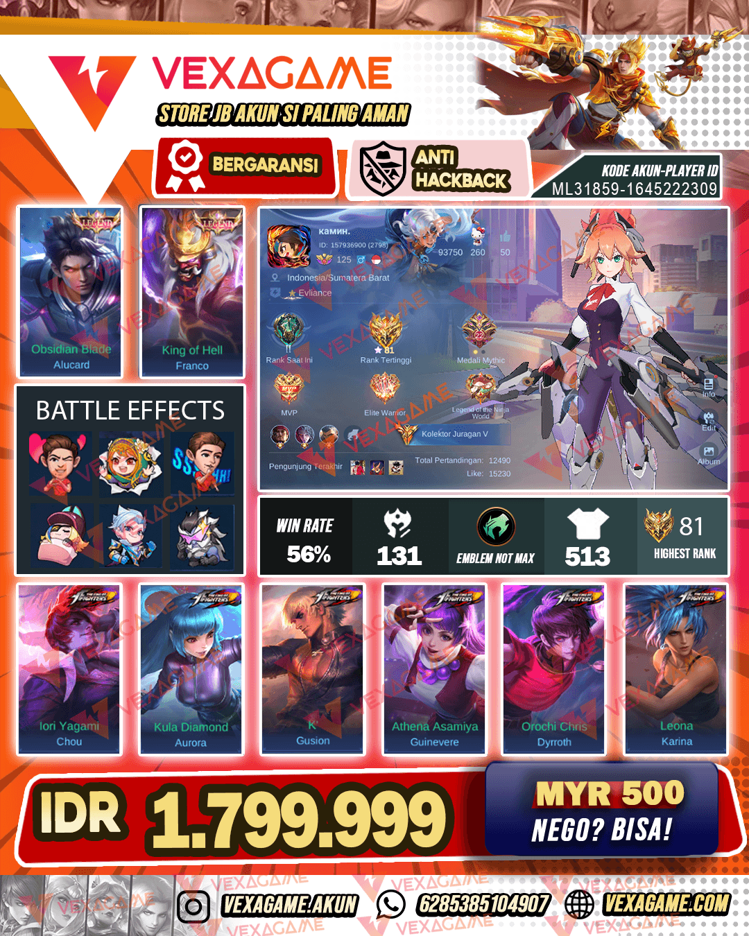 2 Legend | 6 KOF | Fanny Asphirant | 2 Transformer | 3 CC | Full MWORLD