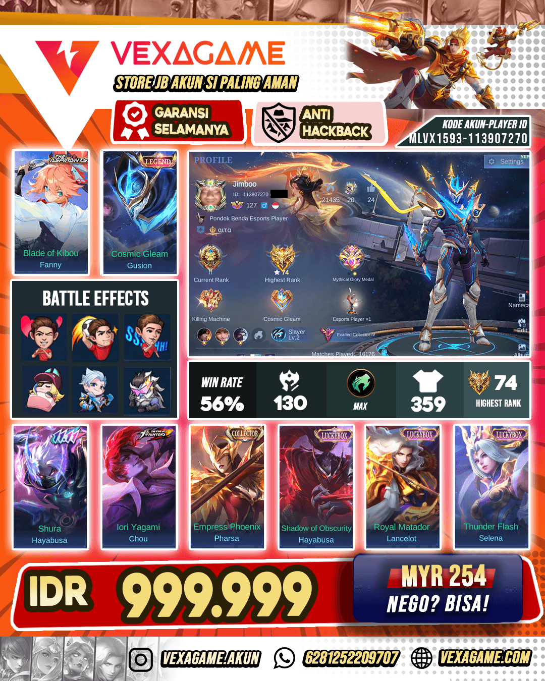 Gusion Legend | Fanny Ashpirant | Hayabusa 11.11 | Chou KoF