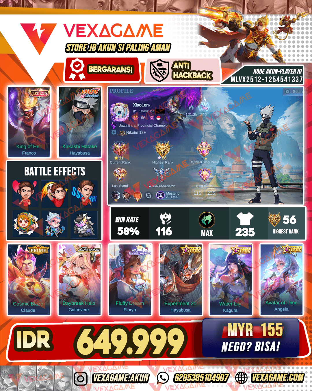 Franco Legend | Hayabusa Kakashi | 2 Aspirants | 4 Annual Star | Emblem MAX