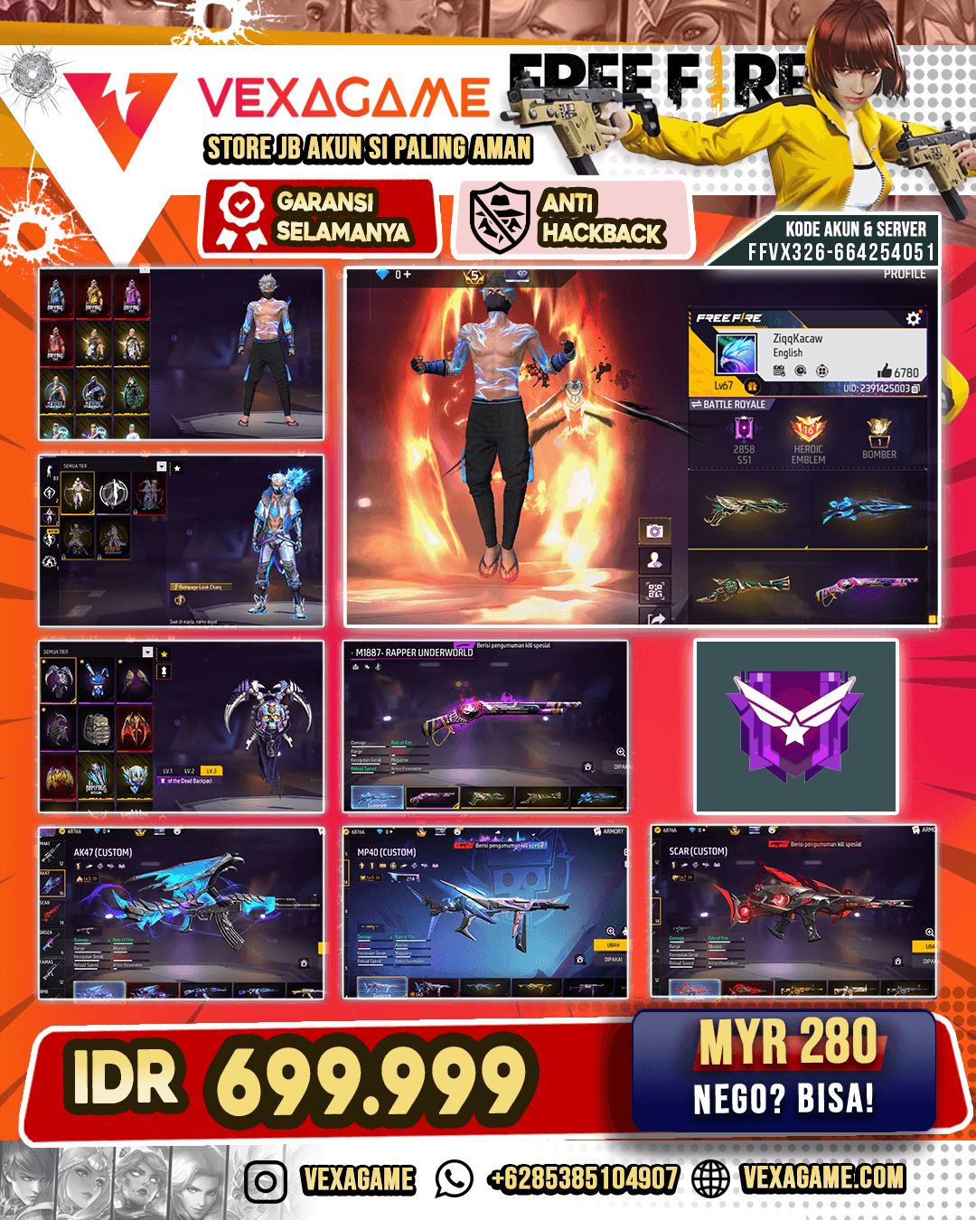 4 EVO 1 MAX | SG 6 Rasa | Vault 500++ | Animasi Lobby ON | Look Changer ON