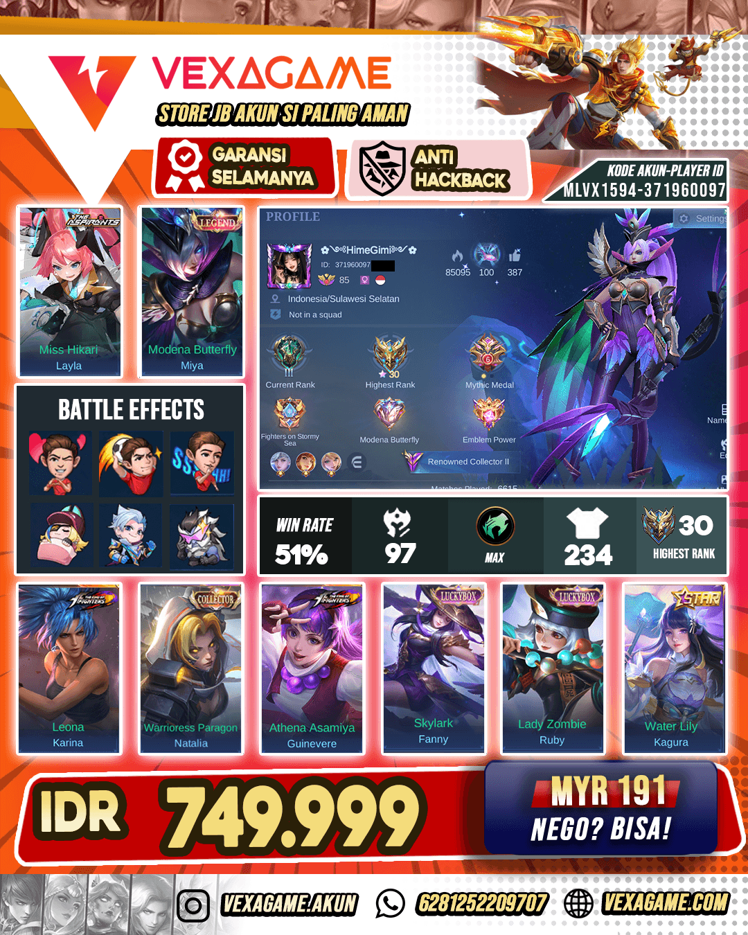 TURUN HARGA !! Miya Legend | Guinevere KoF | Layla Ashpirant