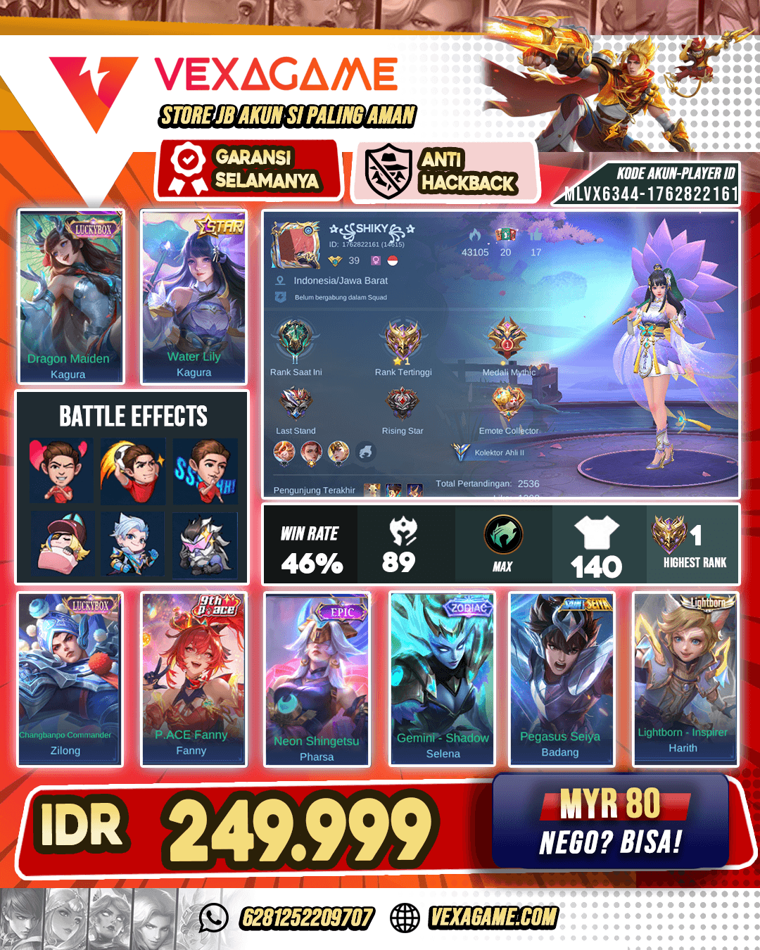 Kagura STAR kuning | Kagura Luckybox | Zilong Luckybox | Selena Zodiac  | Kadita Create