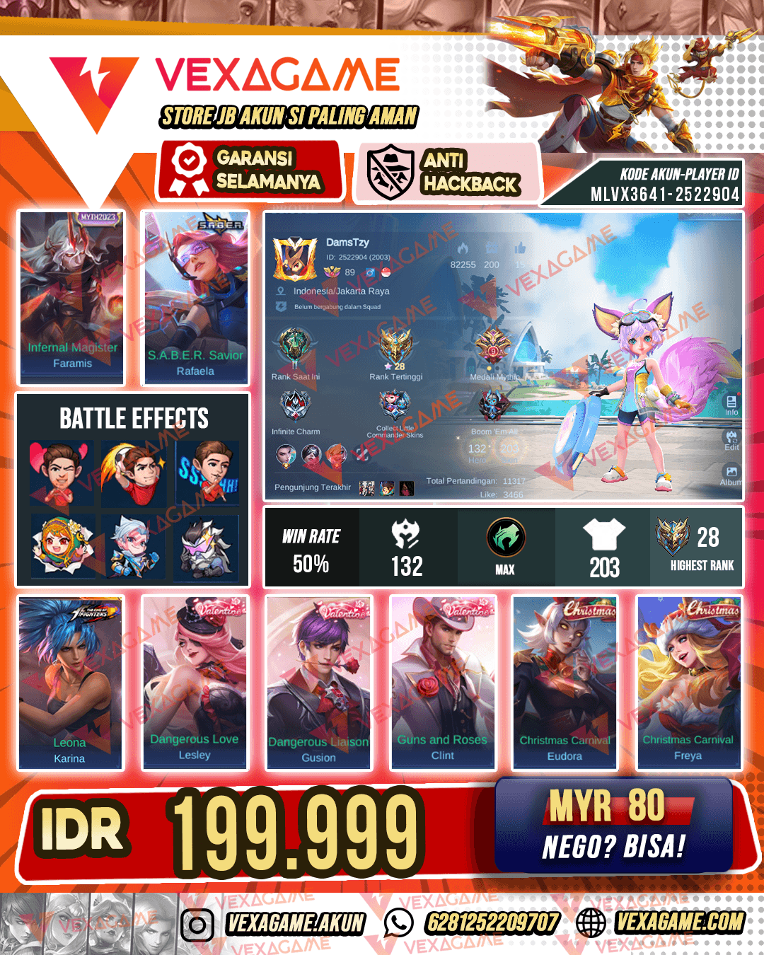 HERO + EMBLEM MAX | Akun Server OLD 2K