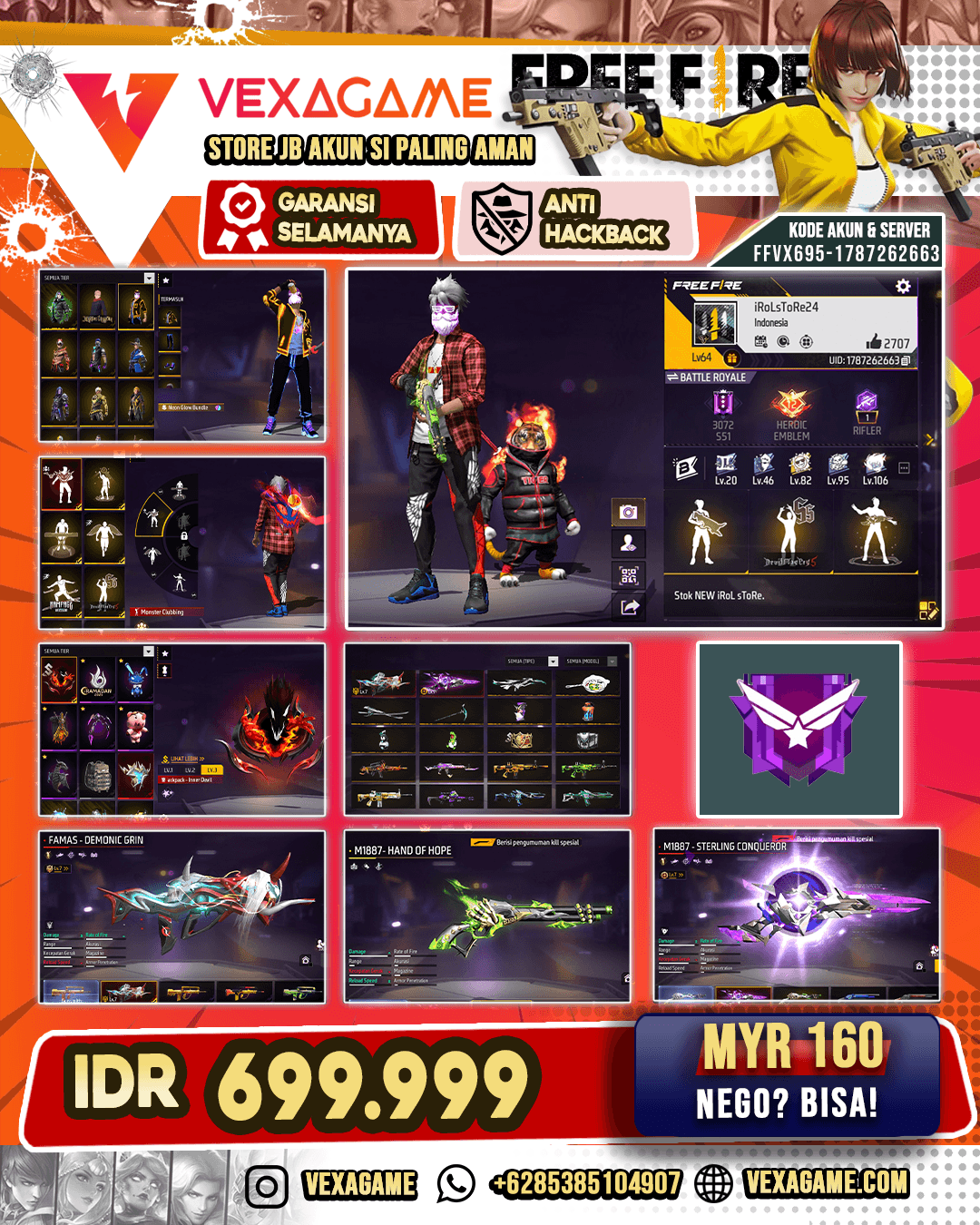 EVO SG STERLING MAX | SG LUMUT | EVO FAMAS DEMONIC GRIN MAX | PARAFAL SILUMAN ELANG PUTIH | MP40 INCU UTAMA | AK47 VIOLET | SCAR THE BEST | BUNDLE NEON | JENGOT NEON | EFEK KEDATANGAN GOODIES TIME, CYCLONE SKATER ,TRAP , CELESTIAL FLIGHT | VAULT 350+