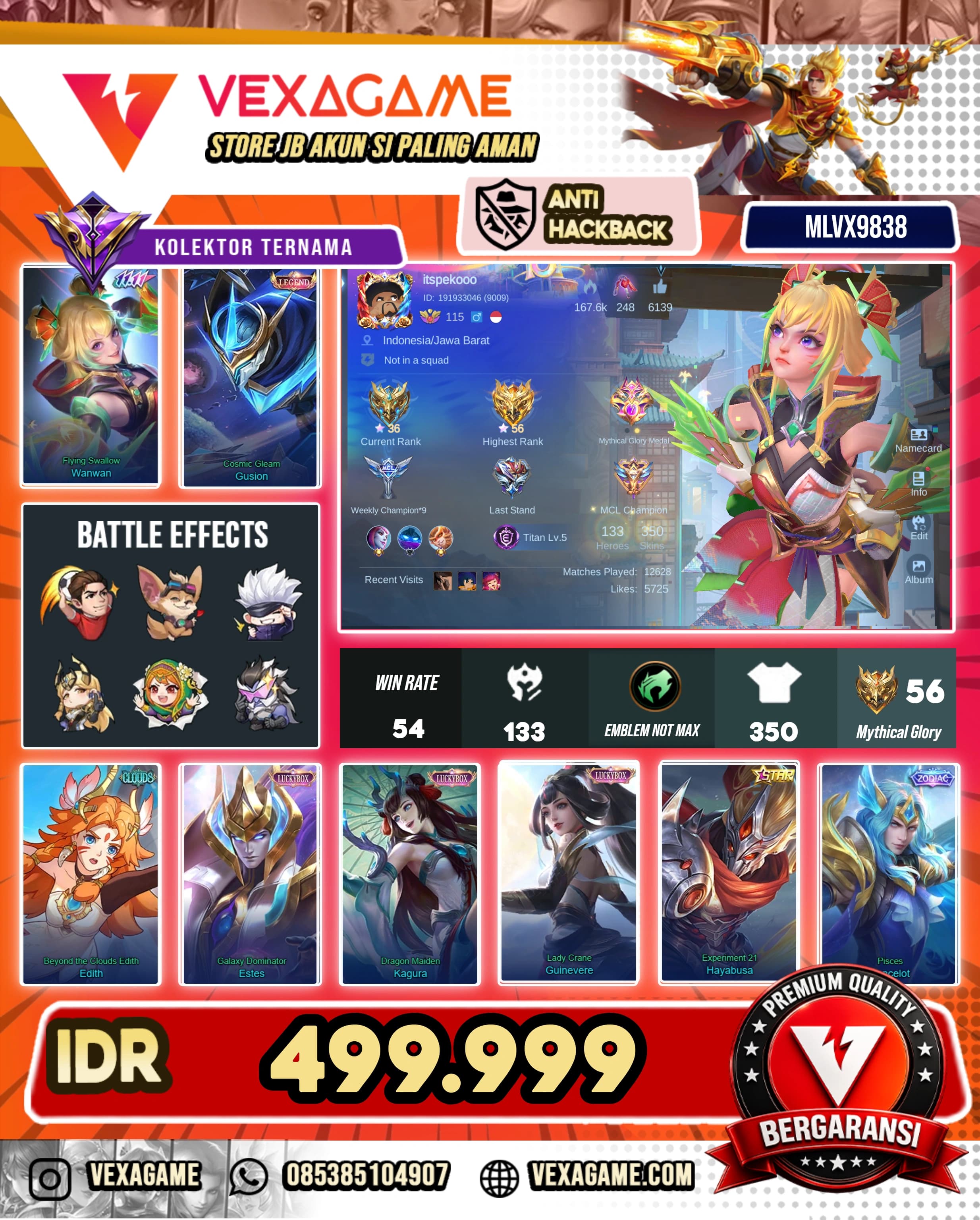 Wanwan 11.11 | Gusion Legend | 3 Luckybox | Edith Clouds | Hayabusa Annualstar | 4 Zodiac