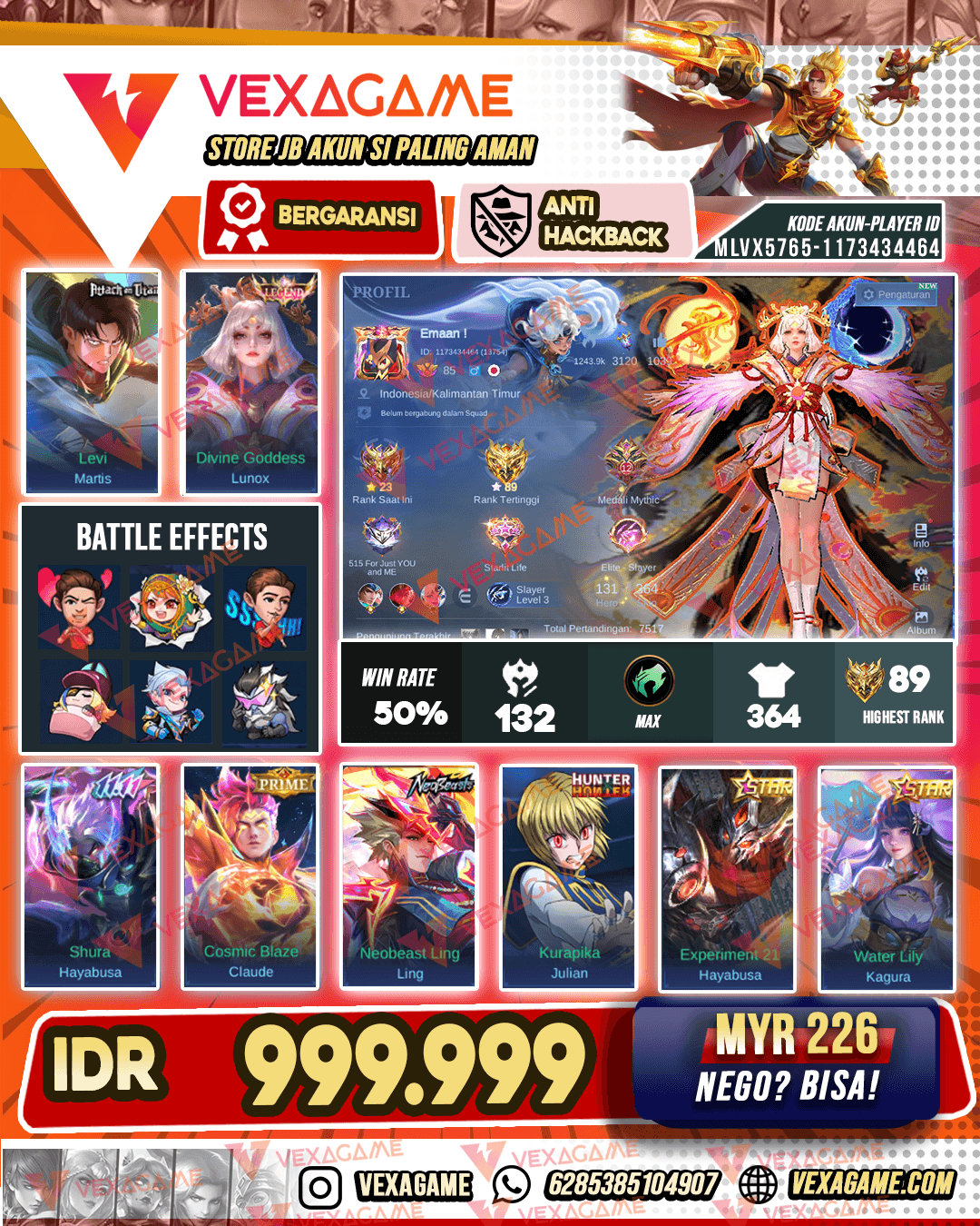 Lunox Legend | Martis Levi | Julian Hunter | Emblem & Hero Max