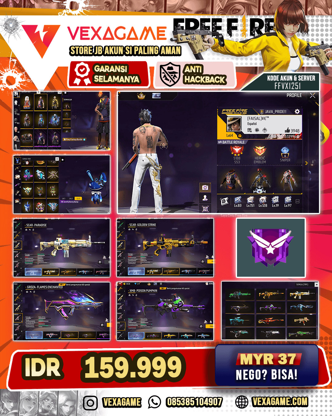 SCAR PARADISE & GOLDEN STRIKE | GROZA FLAME ENCHANTED | XM8 PISON PUMPKIN | VAULT 280 ++