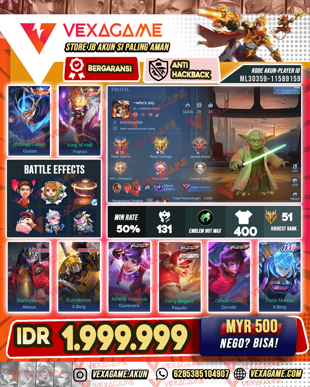 2 Legend | 4 KOF | 3 Transformer | Cyclop Starwars | Xborg 11.11 | Full STUN