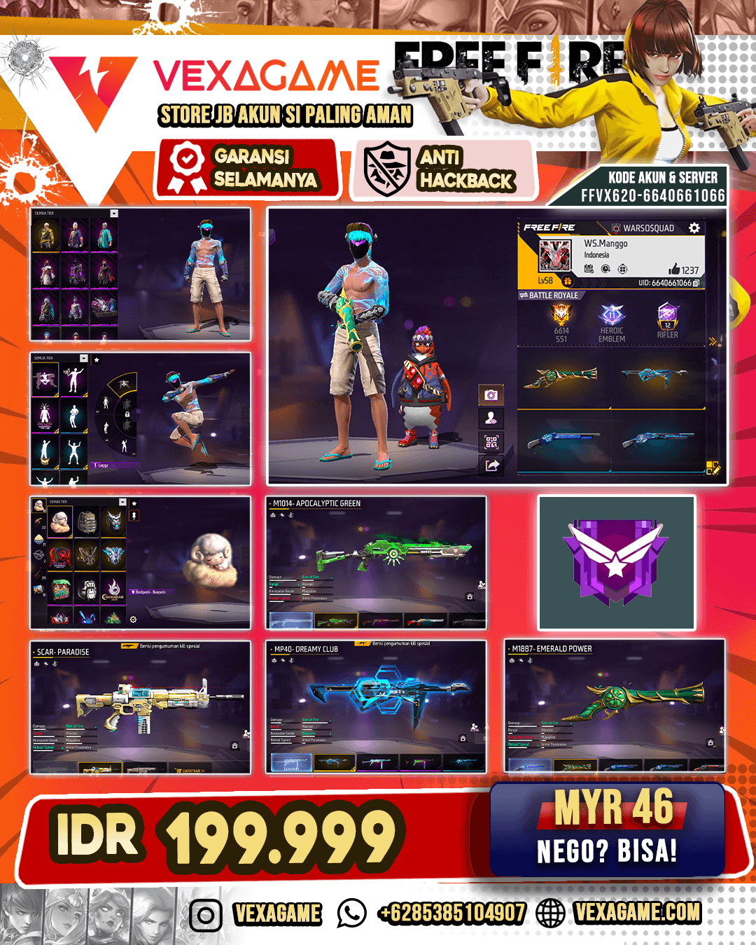 SG TEROMPET | SG APOCALYPTIC HIJAU | SCAR PARADISE | MP40 DREAMY CLUB |