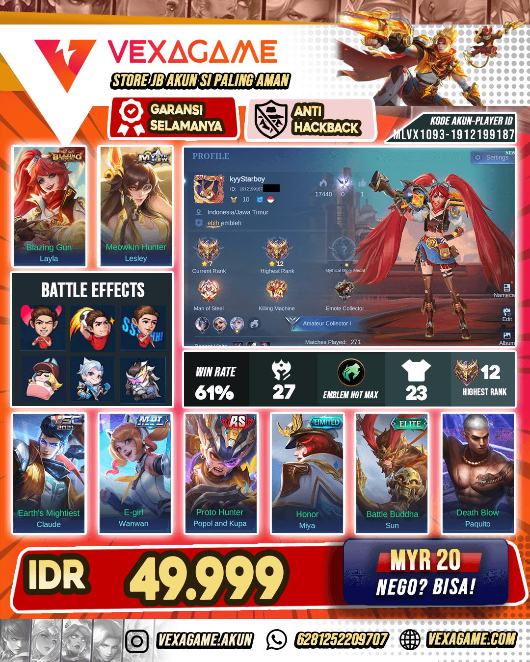 Layla Blazing Akun Paket Hemat