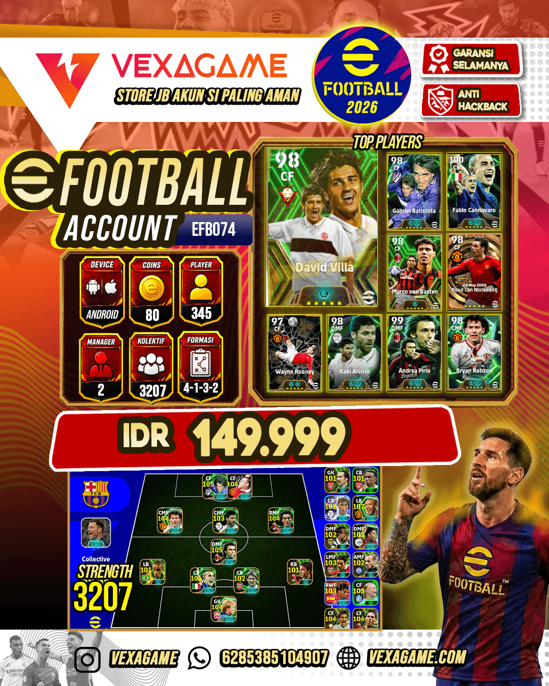 David villa - Legendary | Batistuta - Epic Limit |  F. Cannavaro - Epic Limit | Rooney - Legendary