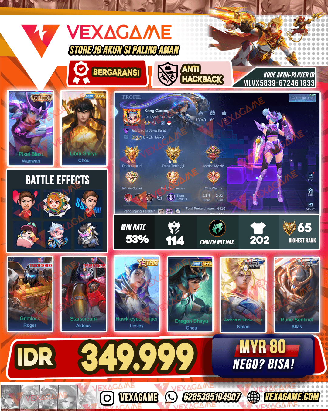 WanWan Collector | Chou Saint Seiya Kunng | 2 Transformer | Full Skin Meow