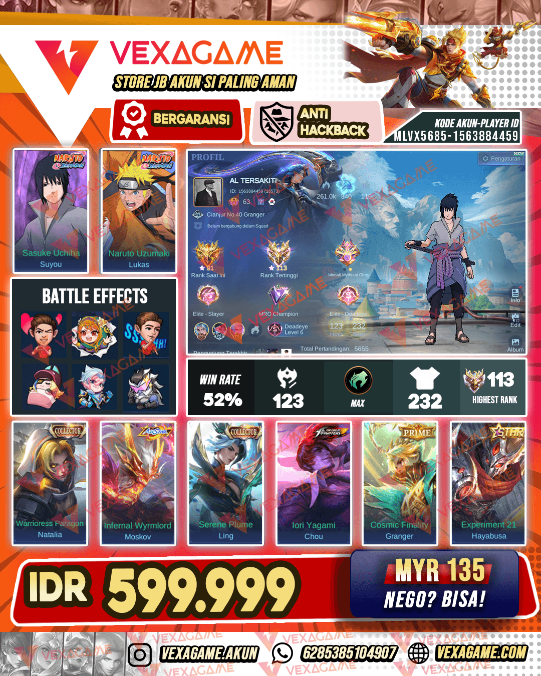 Suyou Sasuke | Lukas Naruto | Ling Collector | Moskov All Star | Ex Immortal | Emblerm MAX