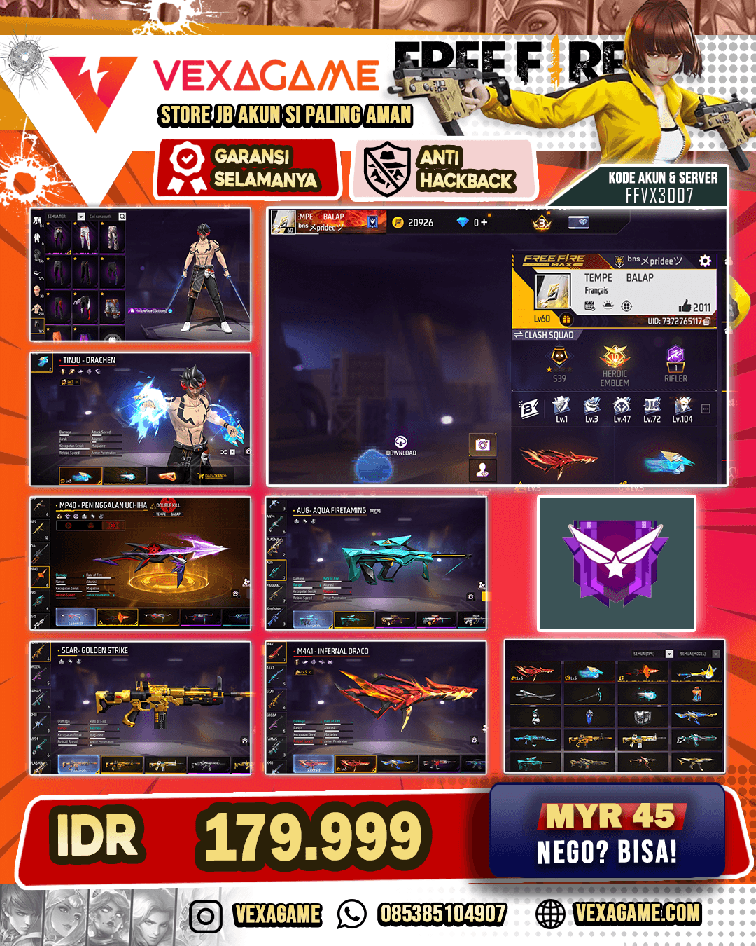 2 EVO - Tinju MAX - M4A1 Gemuk | Bundle Sukuna | C-Angel Merah | Jordan ON | Topi Jerami | Vault 200+ | Anim Lobi ON