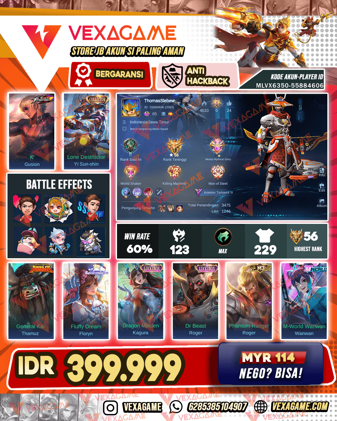 YSS Collector | Gusion KOF | Tamuz Kungfu Panda | Floryn Sanrio | 3 Luckybox | Emblem MAX