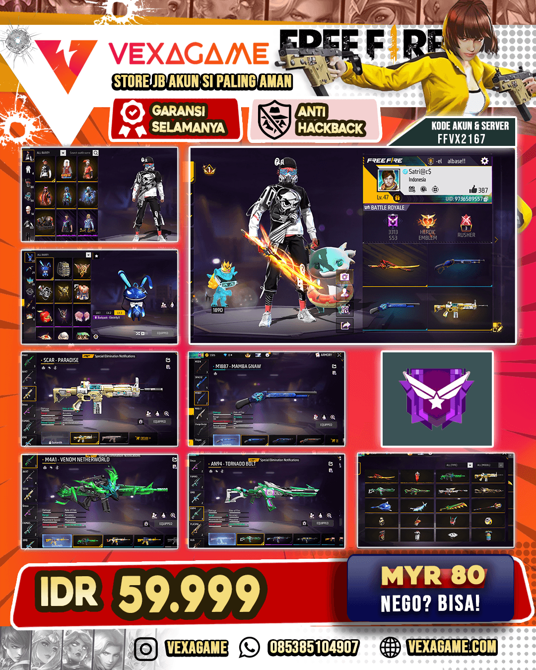 Akun Murah Vault 120++ | Scar Paradis | M4A1 Venom Netherworld