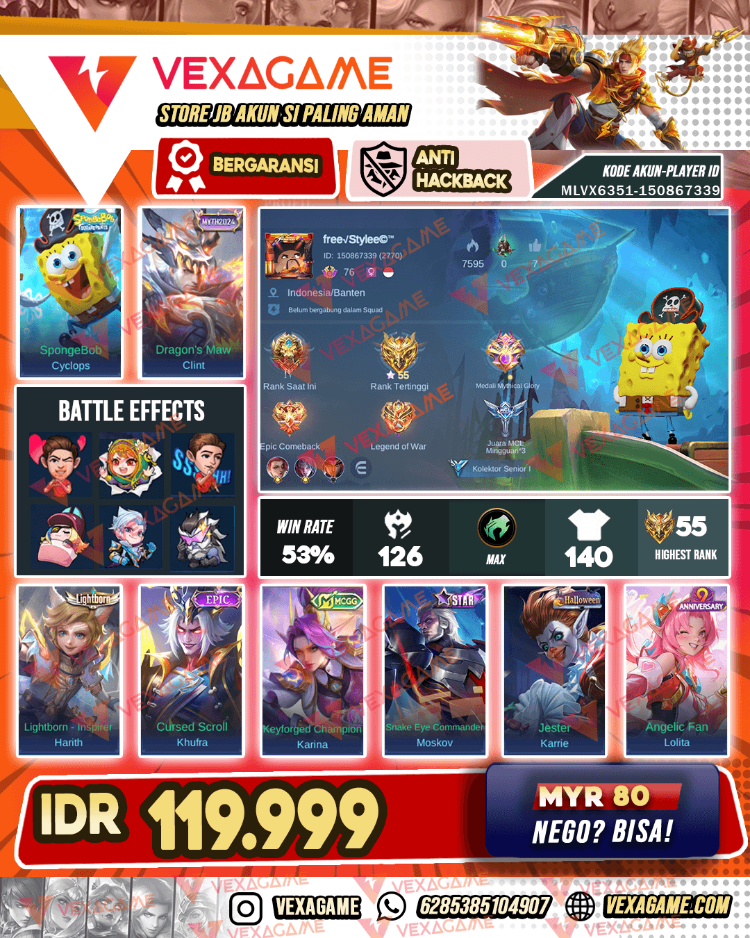 akun murah meriah Emblem & Hero MAX
