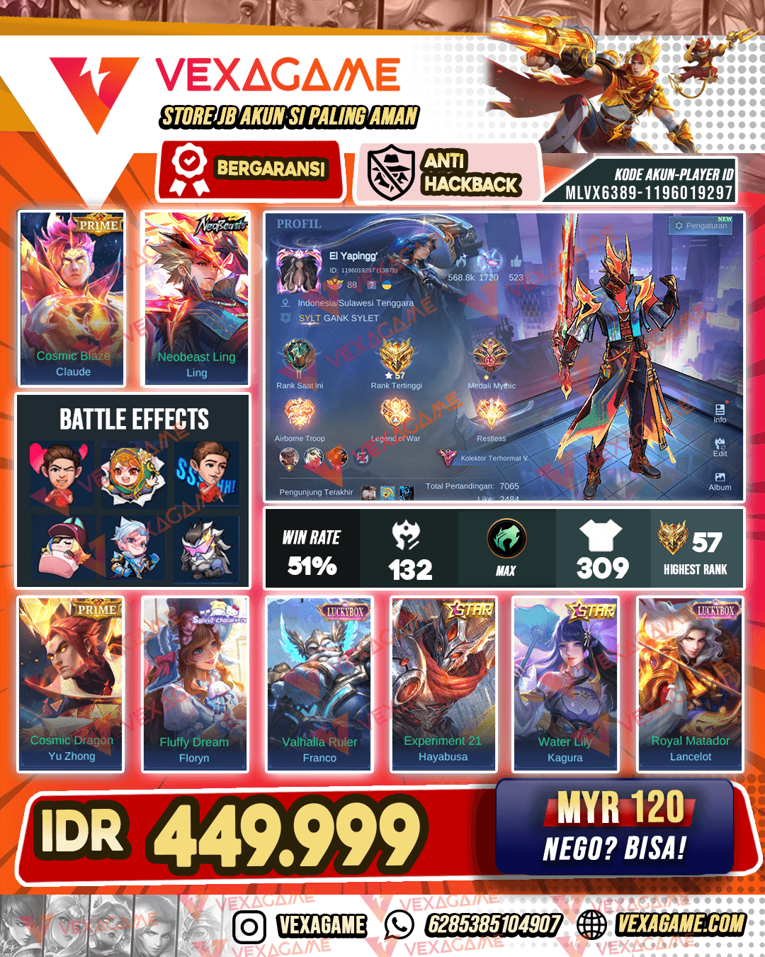 Ling Neobeasts | Yuzhong Prime | Claude Prime | Floryn Sunrio | Fanco Luckybox | Lancelot Luckybox | Kagura STAR KUNING | Hayabusa Annual Star | Emblem MAX | Hero -1 MAX | Recal TAS TAS BIRU