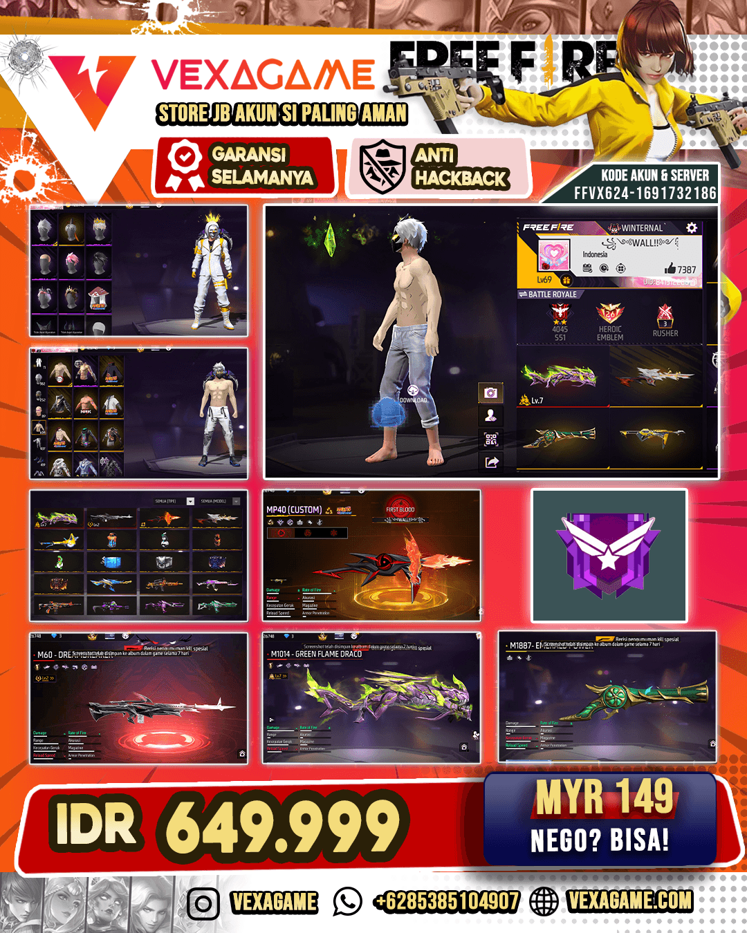 SG TEROMPET | SG PANJANG LVL 7 | MP40 NARUTO | M60 DREAMREAKER | VAULT 600++