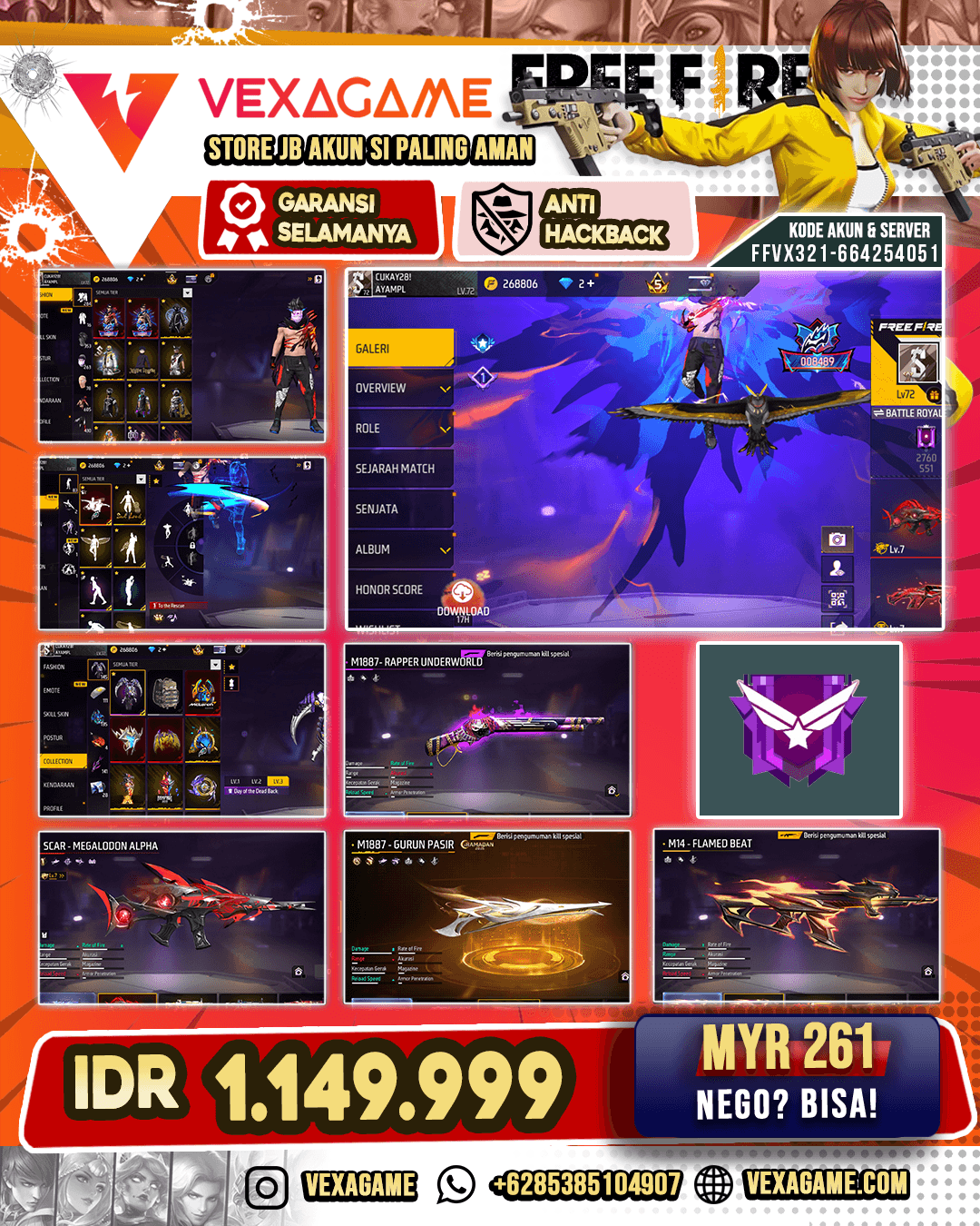 3 EVO MAX | SG Gurun | SG Reaper | Vault 600+ | Bundle Midnight  | Look Changer Midnight | Animasi Lobby ON