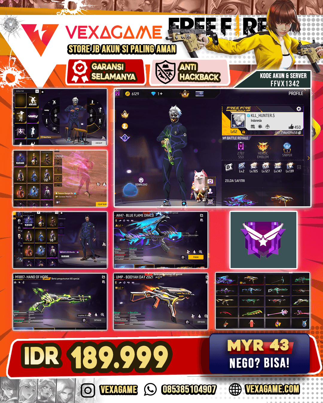 EVO AK47 | EVO UMP | SG LUMUT | FACE JOKER V2 | VAULT 100+
