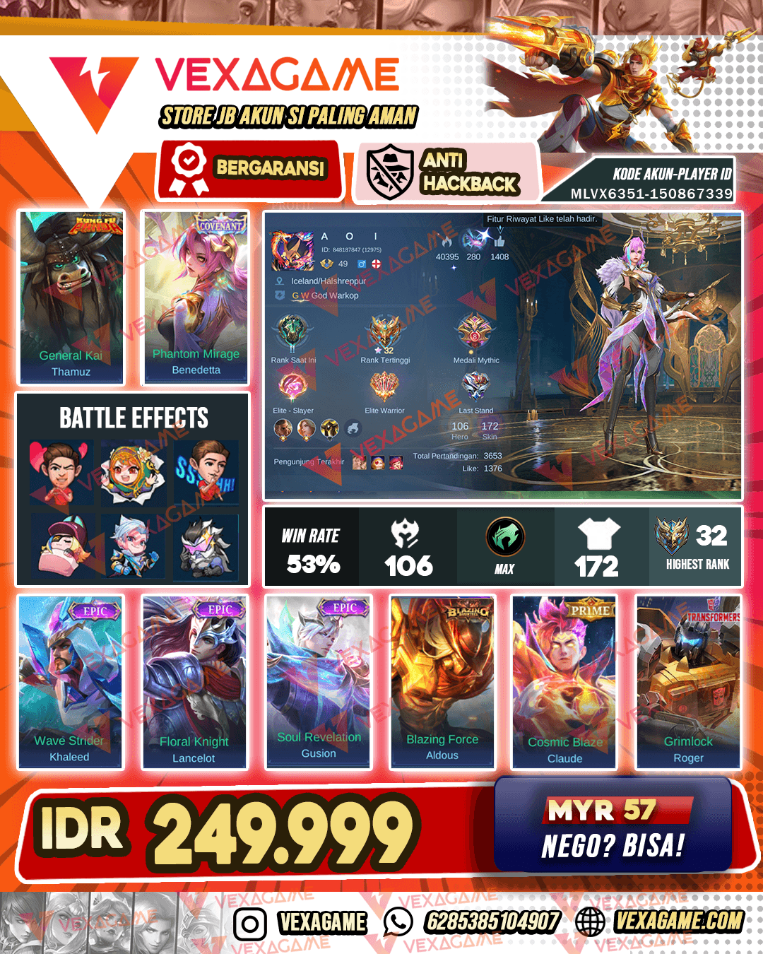 Beneddetta Covennat | Tamuz Kungfu Panda | Claude Prime | 2 Luckybox | Emblem MAX