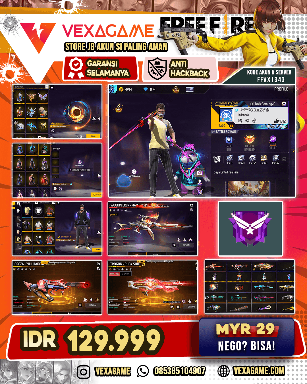 EVO MOODPECKER | GROZA YUJI ITADORI | TROGON RUBY SHOT | 5 BUNDLE NARUTO  VAULT 170++