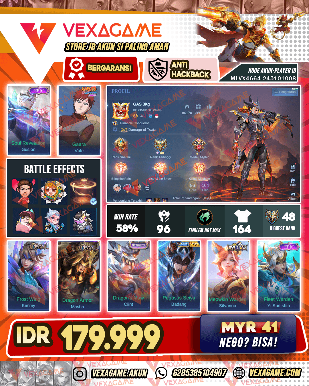 Kimmy Dragon Tamer | Gusion Epic | Recall Tas Tas Merah