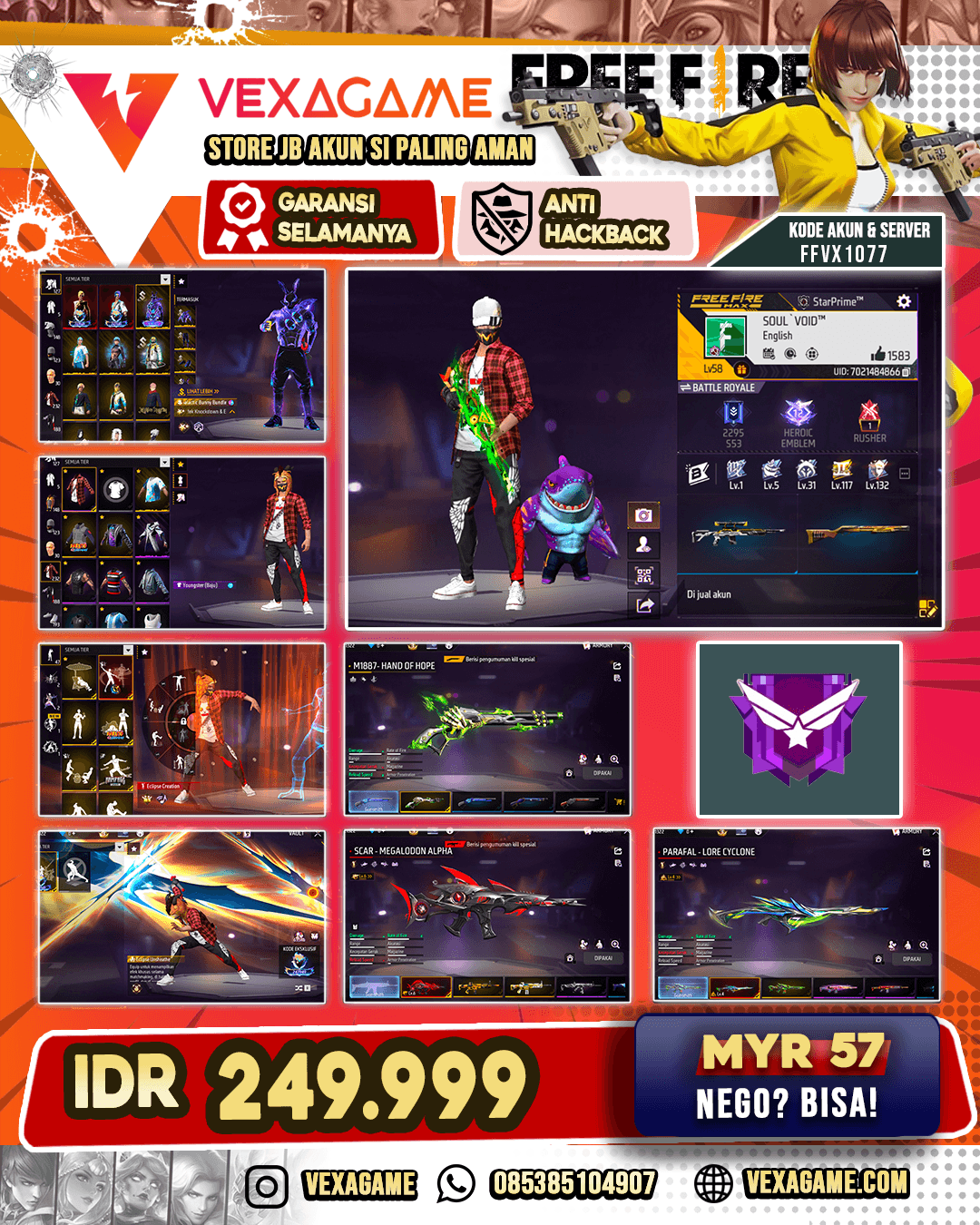 SG LUMUT | EVO SCAR | EVO PARAFAL | BUNDLE GALACTIX BUNNY | VAULT 230+