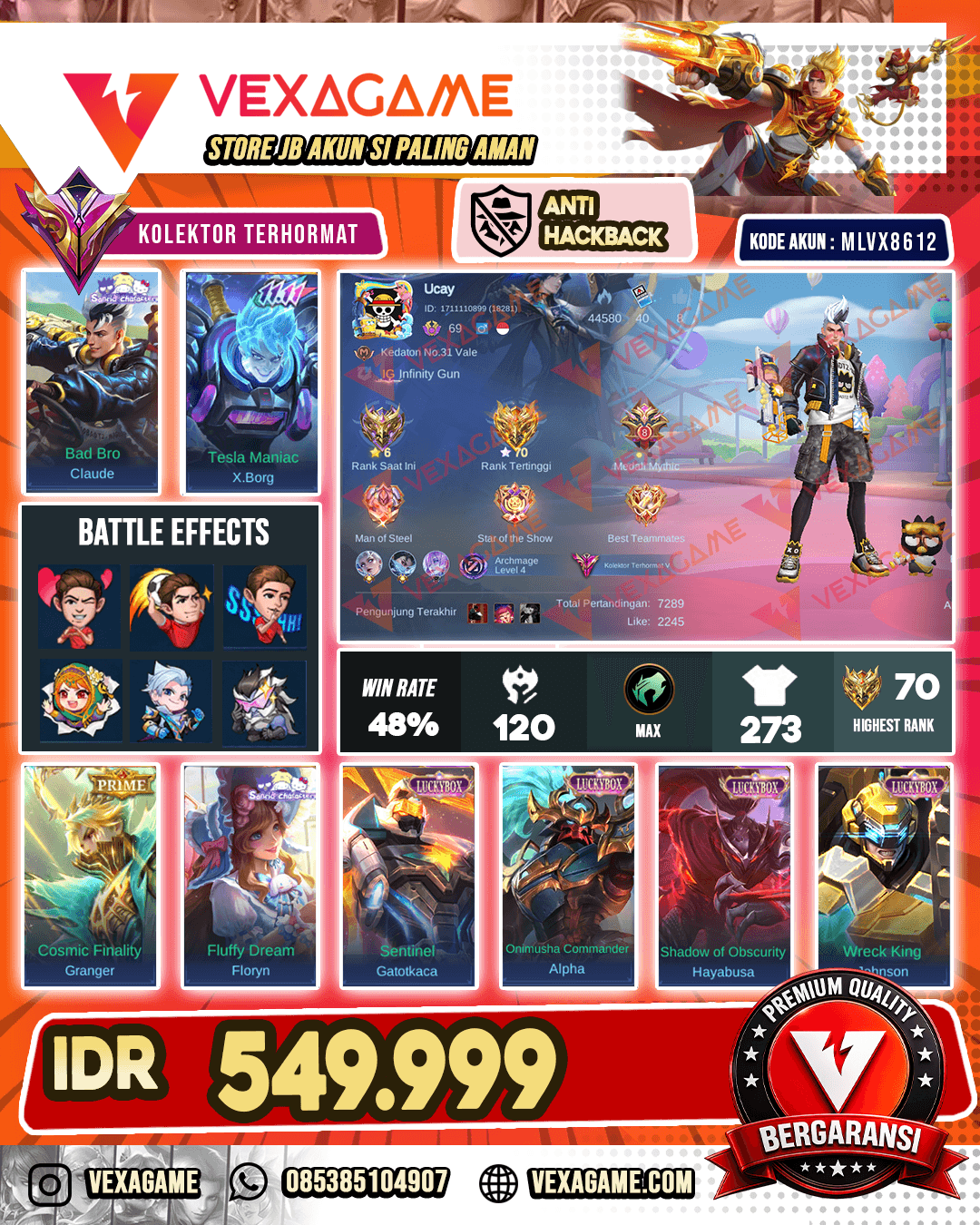 Claude Sanrio | X Borg 11.11 | Granger Prime | 6 Luckybox | 2 Annualstar | Natan MSC