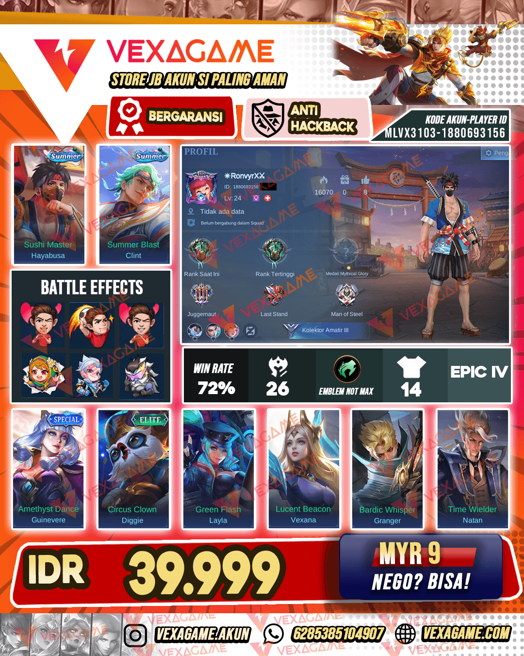 Hayabusa Summer X Clint Summer | Akun Polosan