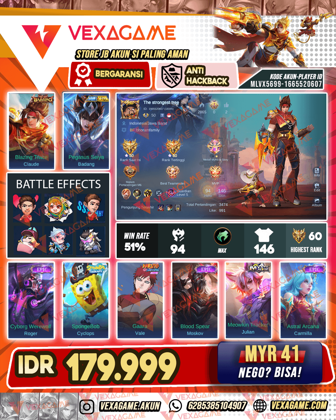 Claude Blazing | Badang Saint Setya | Emblem MAX