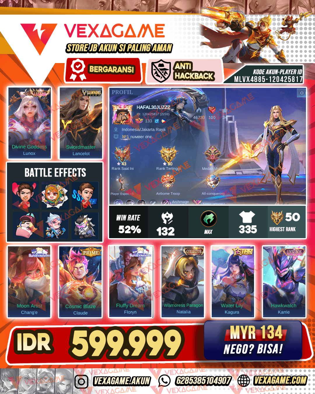 Lancelot Dawning | Lunox Legend | Change Sanrio | Emblem MAX & Hero MAX