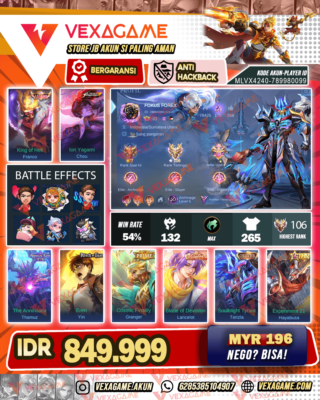 Franco Legend | Thamuz 11.11 | Chou KOF | Lancelot Valentine | Terizla CC | Yin AOT