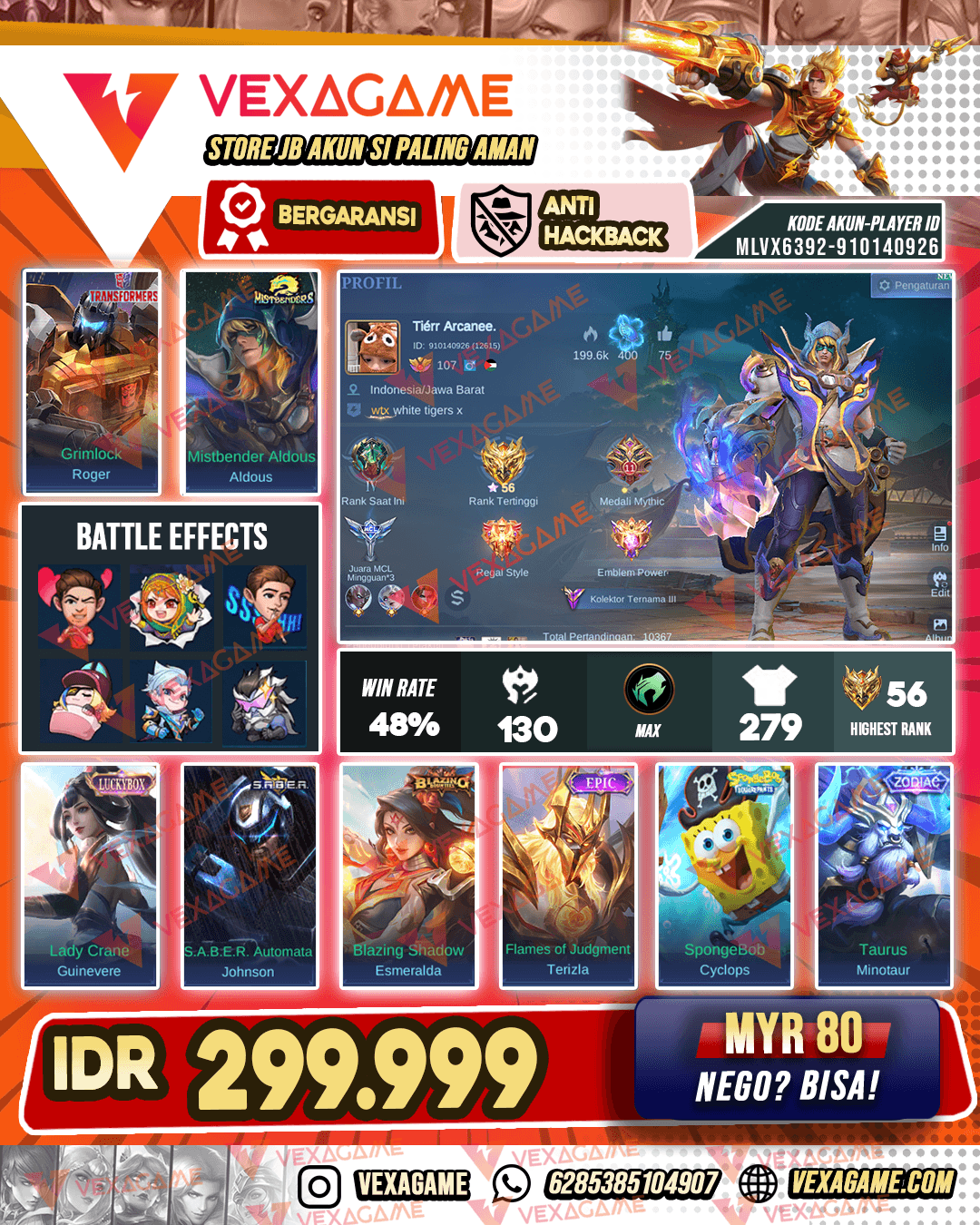 Aldous Mistermorse | Guinevere Luckybox | Minotour Zodiac | Emblem MAX  | Recal TLPH