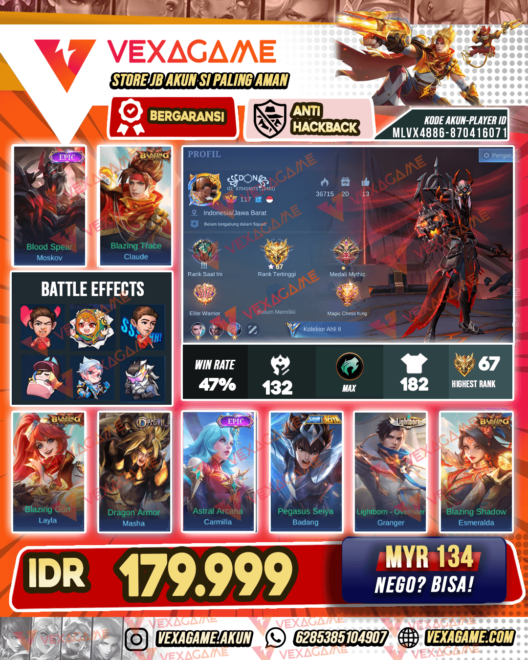 Moskov Epic X Claude Blazing | Emblem MAX & Hero MAX