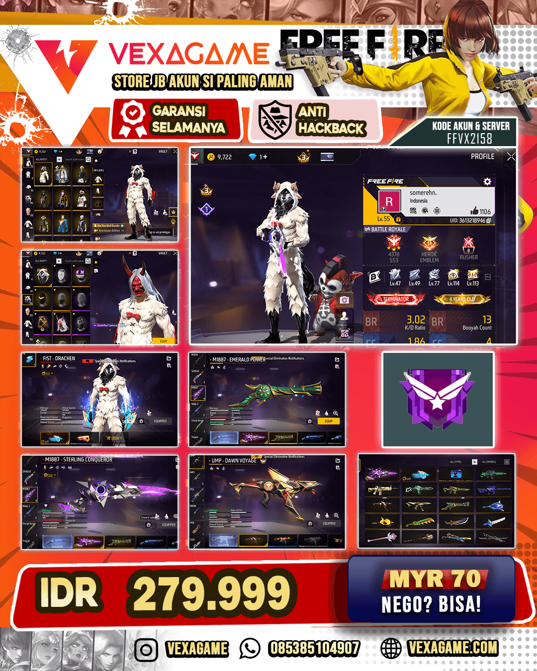 Baa Baa Wolf Bundle | Topeng BUDI | 2 EVO 1 MAX 1 OTW MAX | SG Terompet | UMP Dawn Voyage