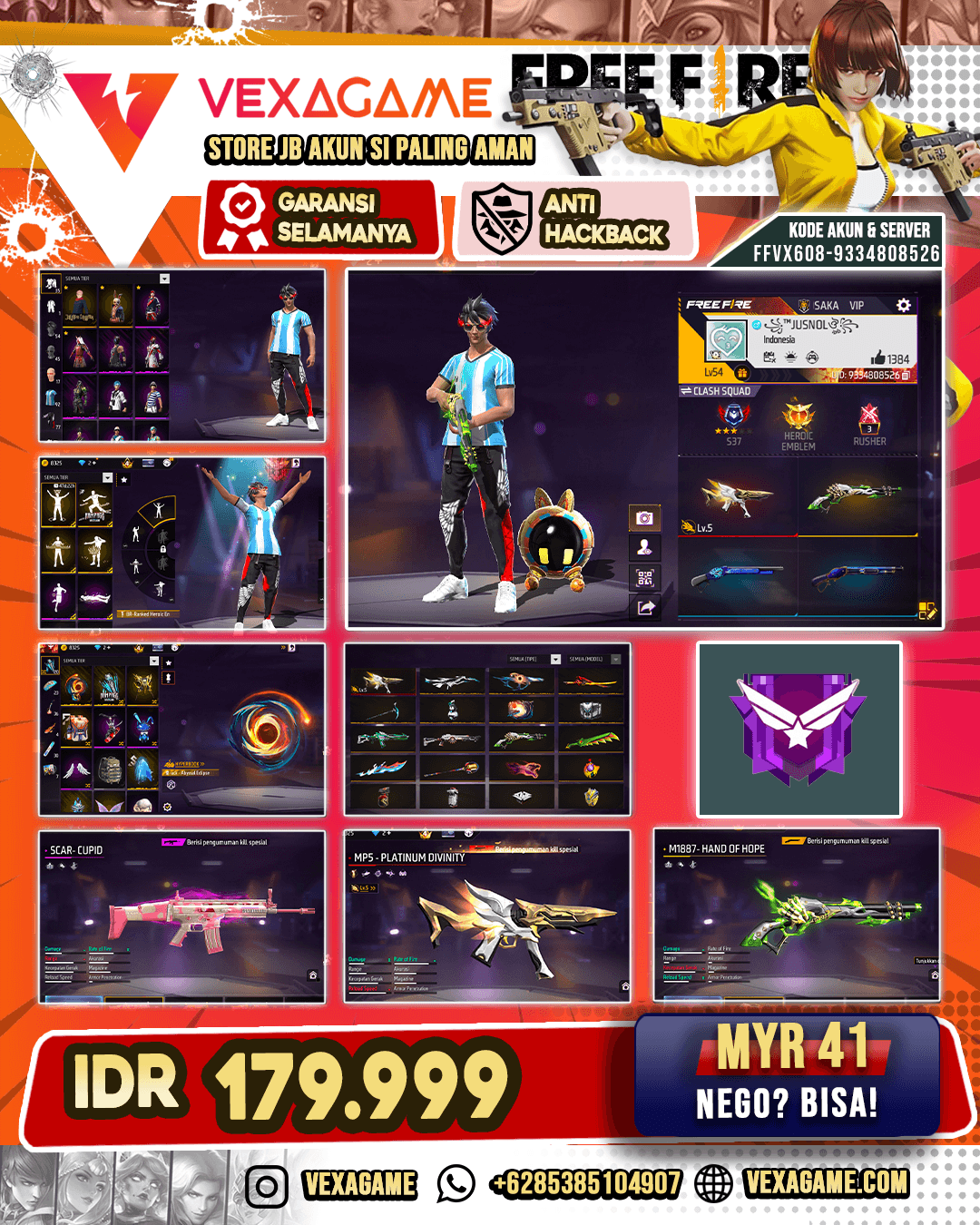 Bundle JJK | Bundle The Hare of Despair | Backpack Abssal Eclipse | MP5 Platinum Divinity Lv 5 | SCAR Cupid | SG Lumut | Vault 90+