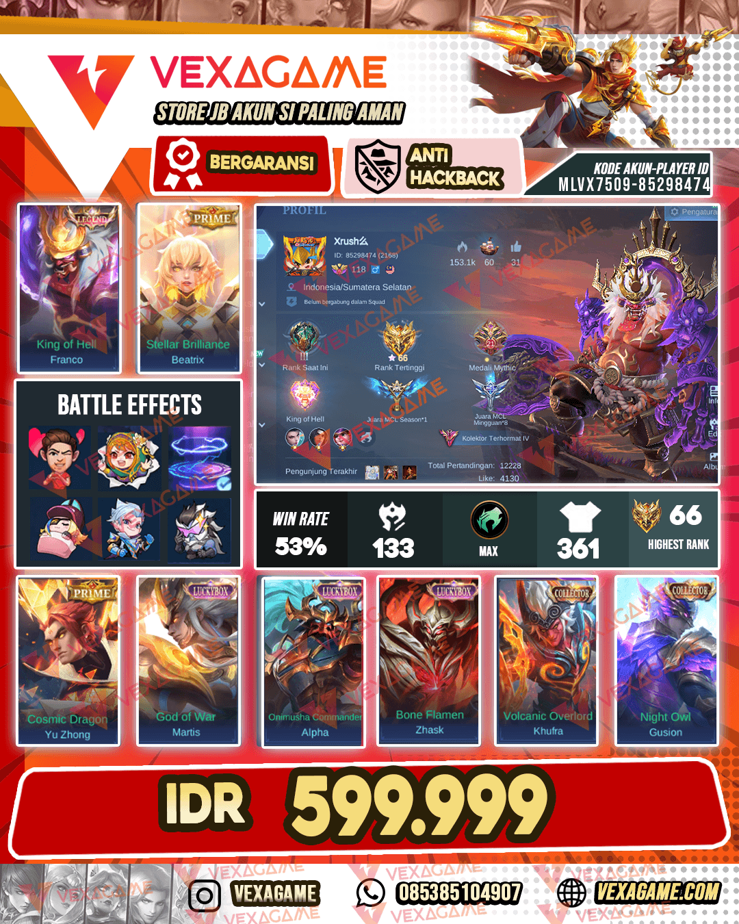 Franco Legend | 2 Prime | 3 Colector | 5 Luckybox | Emblem MAX & Hero MAX | Recall Tas tas