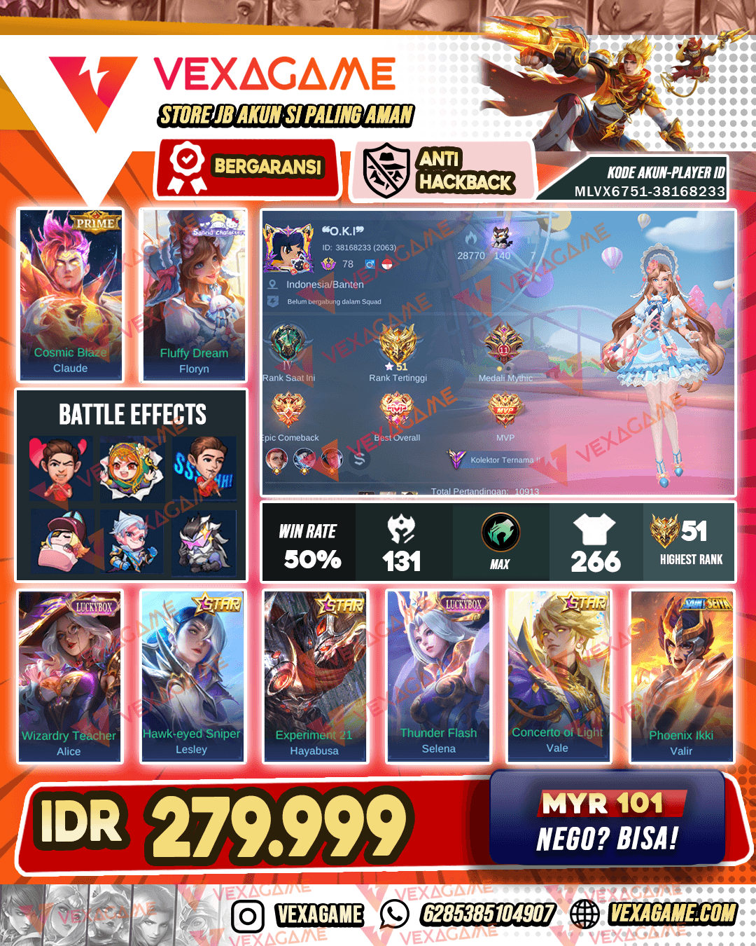 Floryn Sanrio X Claude Prime | 2 Luckybox | Vale Annual Star | Emblem MAX
