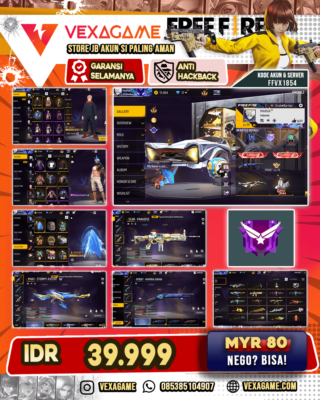 Bundle Yuji X Jiraiya | Animasi Wipeout | M4A1 Stormy Ascent | SCAR Paradise | UMP Dawn Voyage | SG Mamba X Glistening | Vault 100+