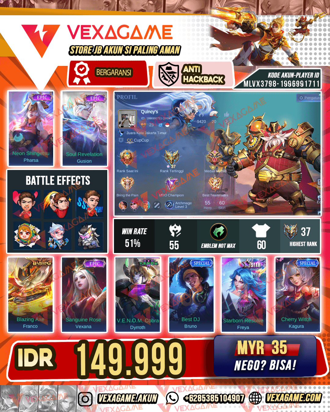Pharsa Epic X Gusion Epic