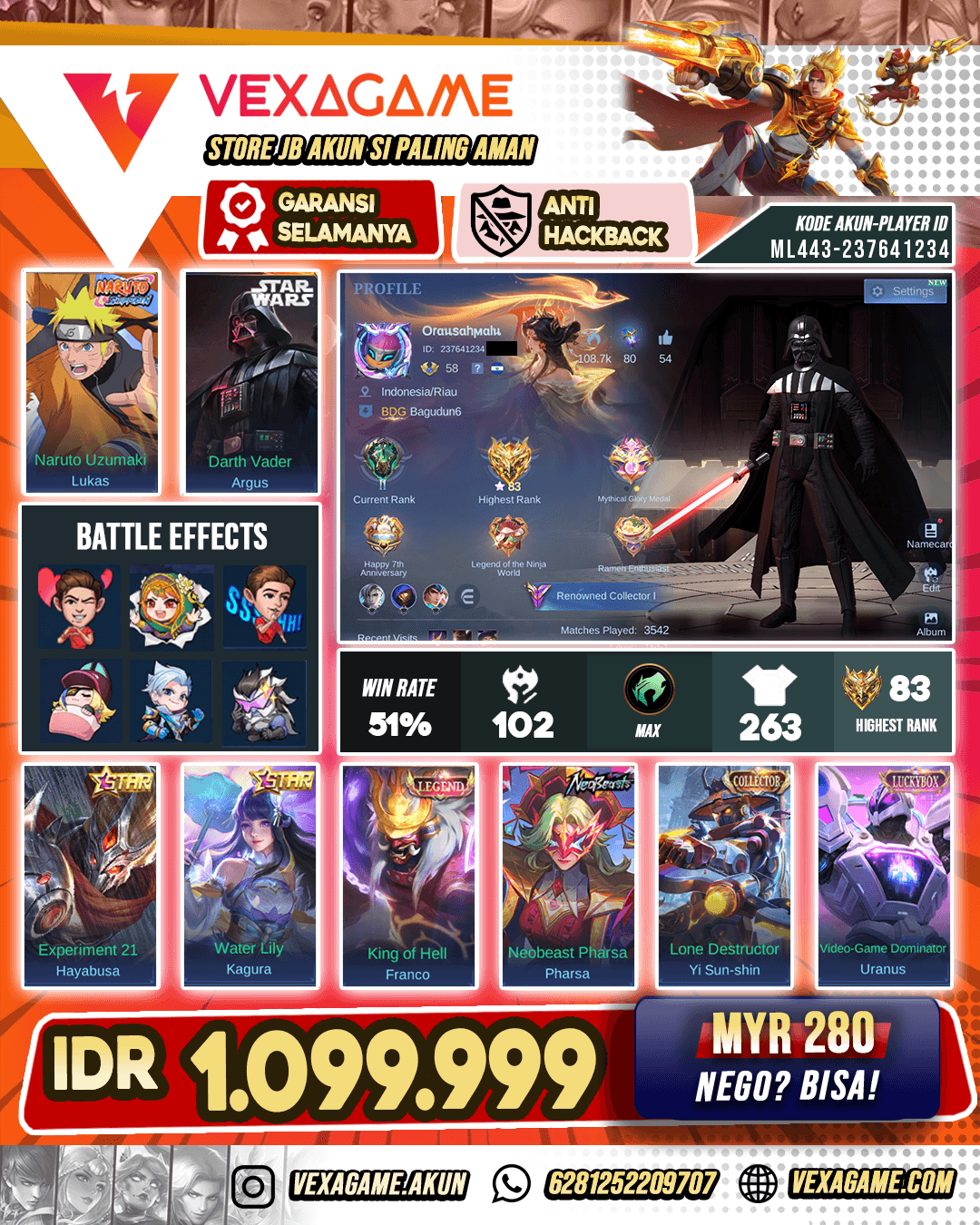 Argus Starwars | Franco Legend | Yi Sun Shin CC | Lukas Naruto